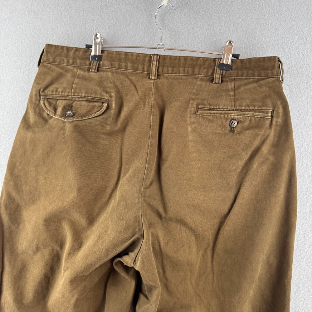 Vintage Polo Ralph Lauren Pants Mens 36x30 (Fits 35x29) Brown Pleated Cotton - Picture 6 of 16